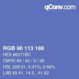 Color code: RGB 96 113 188 | qconv.com