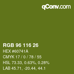 Color code: RGB 96 116 26 | qconv.com