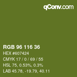 Color code: RGB 96 116 36 | qconv.com