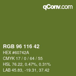 颜色代码: RGB 96 116 42 | qconv.com