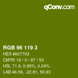 Color code: RGB 96 119 3 | qconv.com