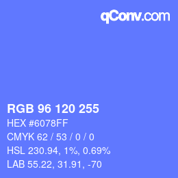 Color code: RGB 96 120 255 | qconv.com