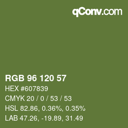 カラーコード: RGB 96 120 57 | qconv.com