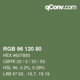 カラーコード: RGB 96 120 80 | qconv.com