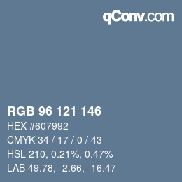 颜色代码: RGB 96 121 146 | qconv.com