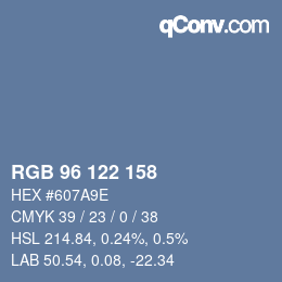 カラーコード: RGB 96 122 158 | qconv.com