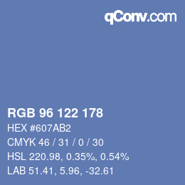 Color code: RGB 96 122 178 | qconv.com