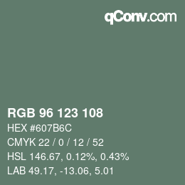 Color code: RGB 96 123 108 | qconv.com
