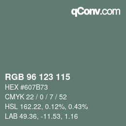 Farbcode: RGB 96 123 115 | qconv.com