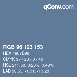Código de color: RGB 96 123 153 | qconv.com