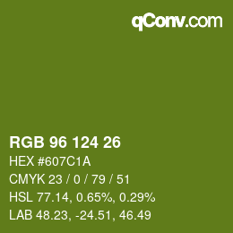 Color code: RGB 96 124 26 | qconv.com