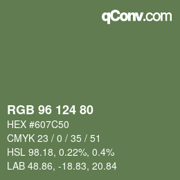 颜色代码: RGB 96 124 80 | qconv.com