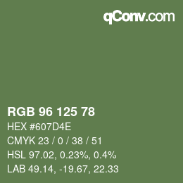 Color code: RGB 96 125 78 | qconv.com