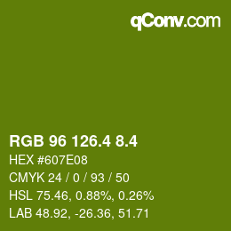 カラーコード: RGB 96 126.4 8.4 | qconv.com