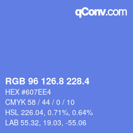 カラーコード: RGB 96 126.8 228.4 | qconv.com