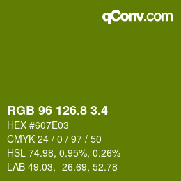 カラーコード: RGB 96 126.8 3.4 | qconv.com