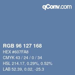 Color code: RGB 96 127 168 | qconv.com