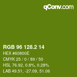 カラーコード: RGB 96 128.2 14 | qconv.com