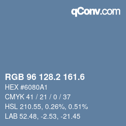 カラーコード: RGB 96 128.2 161.6 | qconv.com