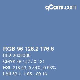 カラーコード: RGB 96 128.2 176.6 | qconv.com