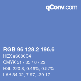 カラーコード: RGB 96 128.2 196.6 | qconv.com