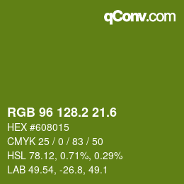 カラーコード: RGB 96 128.2 21.6 | qconv.com