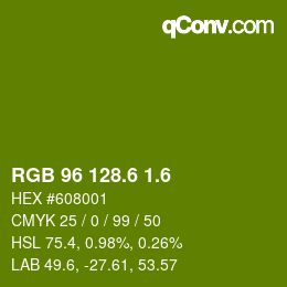 カラーコード: RGB 96 128.6 1.6 | qconv.com