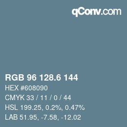 カラーコード: RGB 96 128.6 144 | qconv.com