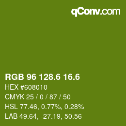 カラーコード: RGB 96 128.6 16.6 | qconv.com