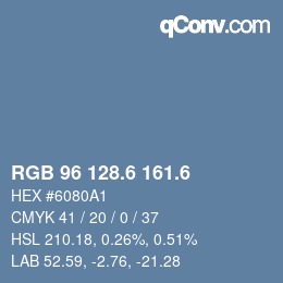 カラーコード: RGB 96 128.6 161.6 | qconv.com