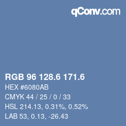 カラーコード: RGB 96 128.6 171.6 | qconv.com