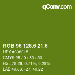 カラーコード: RGB 96 128.6 21.6 | qconv.com