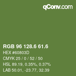 カラーコード: RGB 96 128.6 61.6 | qconv.com