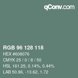 颜色代码: RGB 96 128 118 | qconv.com