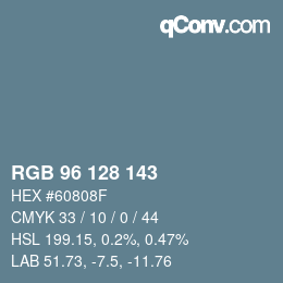 Farbcode: RGB 96 128 143 | qconv.com
