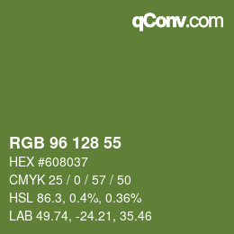 カラーコード: RGB 96 128 55 | qconv.com