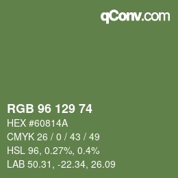 Color code: RGB 96 129 74 | qconv.com