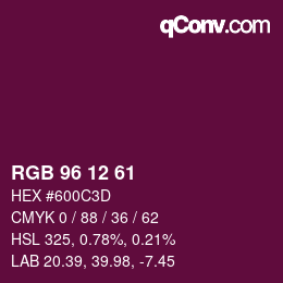 Color code: RGB 96 12 61 | qconv.com