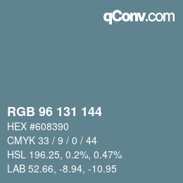 颜色代码: RGB 96 131 144 | qconv.com