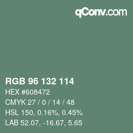 Color code: RGB 96 132 114 | qconv.com