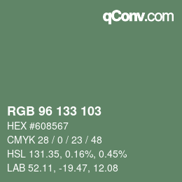 Color code: RGB 96 133 103 | qconv.com