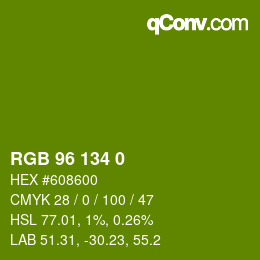 Color code: RGB 96 134 0 | qconv.com