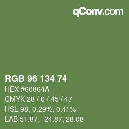 Color code: RGB 96 134 74 | qconv.com