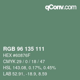 颜色代码: RGB 96 135 111 | qconv.com