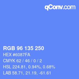 Color code: RGB 96 135 250 | qconv.com