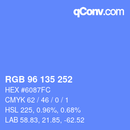 颜色代码: RGB 96 135 252 | qconv.com