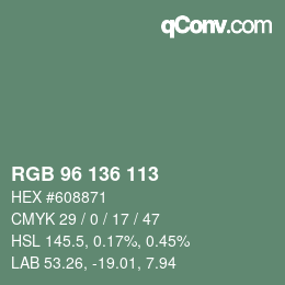 Color code: RGB 96 136 113 | qconv.com