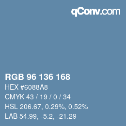 カラーコード: RGB 96 136 168 | qconv.com