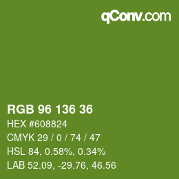 Color code: RGB 96 136 36 | qconv.com