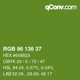 Color code: RGB 96 136 37 | qconv.com